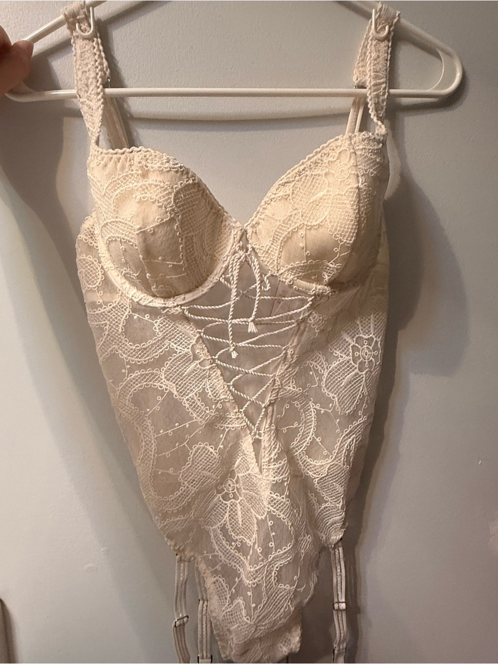 Victoria's Secret Cream Lace Bustier Bodysuit